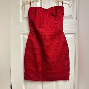 Express Vibrant Red Strapless Dress
